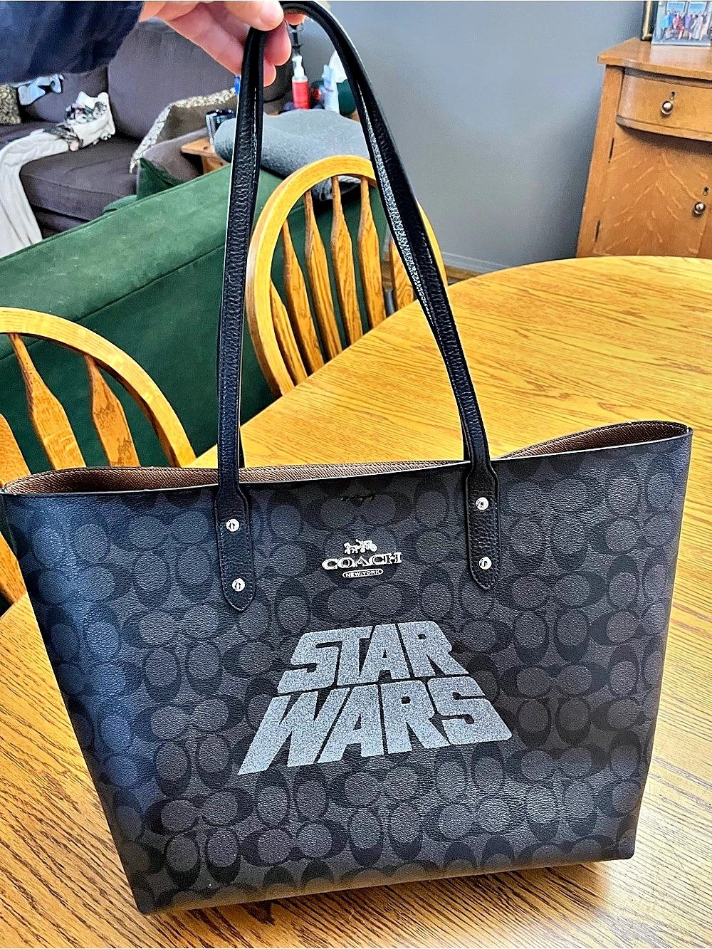 Coach Star Wars x Coach Town Tote in Signature Canvas with Glitter Logo Motif